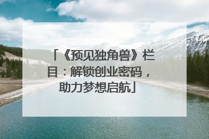 《预见独角兽》栏目：解锁创业密码，助力梦想启航