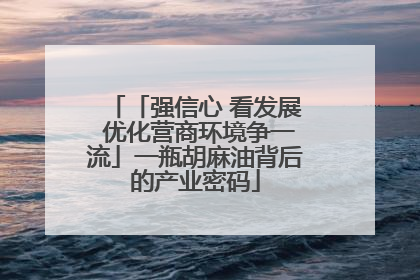 「强信心 看发展 优化营商环境争一流」一瓶胡麻油背后的产业密码