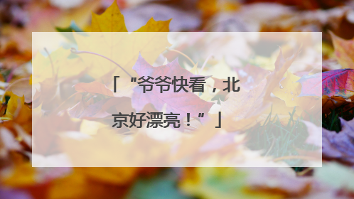 “爷爷快看，北京好漂亮！”
