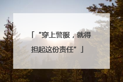 “穿上警服，就得担起这份责任”