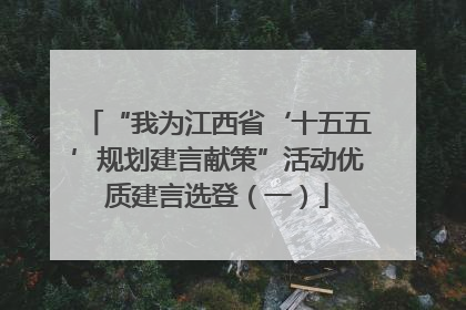 “我为江西省‘十五五’规划建言献策”活动优质建言选登（一）