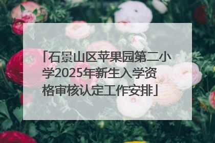 石景山区苹果园第二小学2025年新生入学资格审核认定工作安排