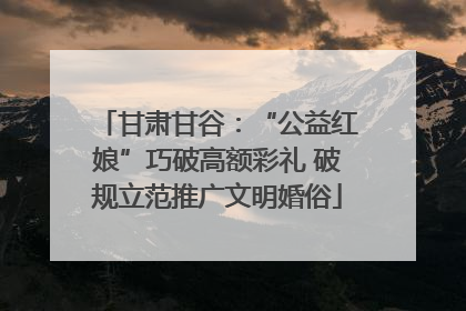 甘肃甘谷：“公益红娘”巧破高额彩礼 破规立范推广文明婚俗