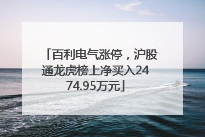 百利电气涨停，沪股通龙虎榜上净买入2474.95万元