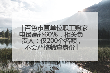 百色市直单位职工购家电最高补60％，相关负责人：仅200个名额，不会严格筛查身份