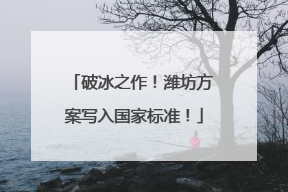 破冰之作！潍坊方案写入国家标准！