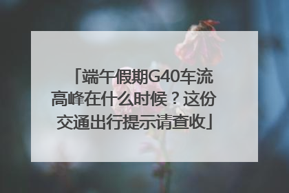 端午假期G40车流高峰在什么时候？这份交通出行提示请查收