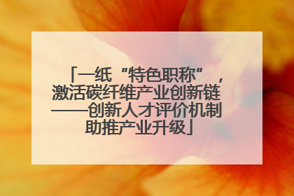 一纸“特色职称”，激活碳纤维产业创新链——创新人才评价机制 助推产业升级