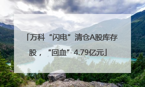 万科“闪电”清仓A股库存股，“回血”4.79亿元