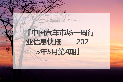 中国汽车市场一周行业信息快报——2025年5月第4期