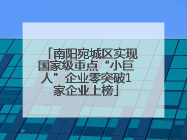 南阳宛城区实现国家级重点“小巨人”企业零突破1家企业上榜