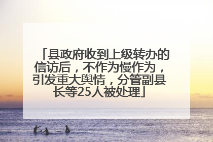 县政府收到上级转办的信访后，不作为慢作为，引发重大舆情，分管副县长等25人被处理
