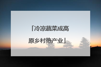 冷凉蔬菜成高原乡村热产业