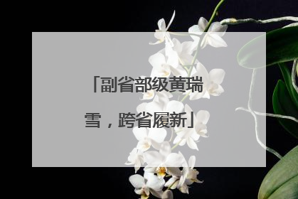 副省部级黄瑞雪，跨省履新