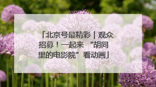 北京号最精彩｜观众招募！一起来 “胡同里的电影院”看动画