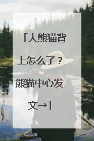 大熊猫背上怎么了？熊猫中心发文→