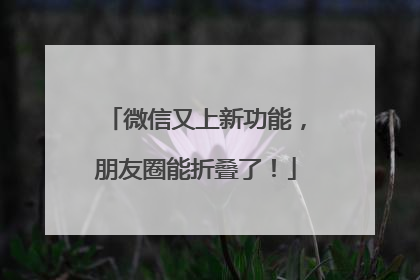 微信又上新功能，朋友圈能折叠了！