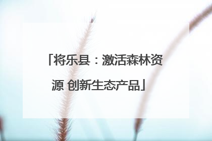 将乐县：激活森林资源 创新生态产品