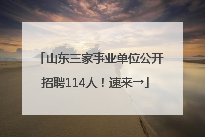 山东三家事业单位公开招聘114人！速来→