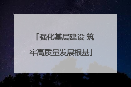 强化基层建设 筑牢高质量发展根基