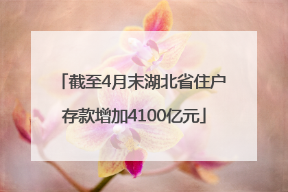 截至4月末湖北省住户存款增加4100亿元