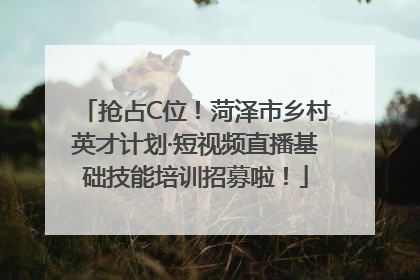 抢占C位！菏泽市乡村英才计划·短视频直播基础技能培训招募啦！