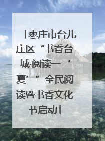 枣庄市台儿庄区“书香台城·阅读一‘夏’”全民阅读暨书香文化节启动