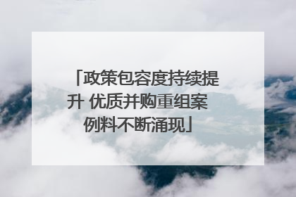 政策包容度持续提升 优质并购重组案例料不断涌现