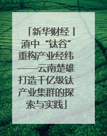 新华财经丨滇中“钛谷”重构产业经纬——云南楚雄打造千亿级钛产业集群的探索与实践