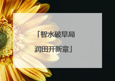 智水破旱局 润田开新章