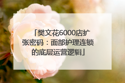 樊文花6000店扩张密码：面部护理连锁的底层运营逻辑