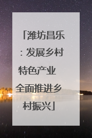 潍坊昌乐：发展乡村特色产业 全面推进乡村振兴