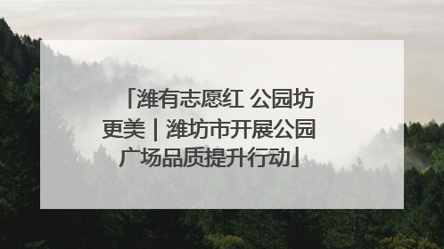 潍有志愿红 公园坊更美｜潍坊市开展公园广场品质提升行动