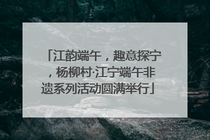 江韵端午，趣意探宁，杨柳村·江宁端午非遗系列活动圆满举行