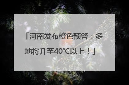 河南发布橙色预警：多地将升至40℃以上！