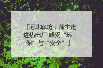 河北廊坊：师生走进热电厂 感受“环保”与“安全”