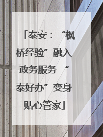 泰安：“枫桥经验”融入政务服务 “泰好办”变身贴心管家