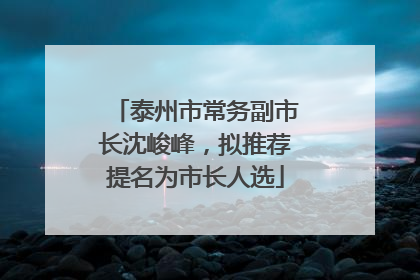 泰州市常务副市长沈峻峰，拟推荐提名为市长人选