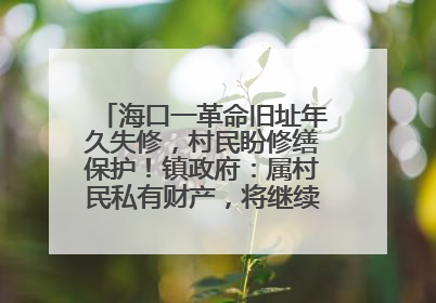 海口一革命旧址年久失修，村民盼修缮保护！镇政府：属村民私有财产，将继续争取修缮资金