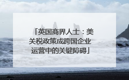 英国商界人士：美关税政策成跨国企业运营中的关键障碍
