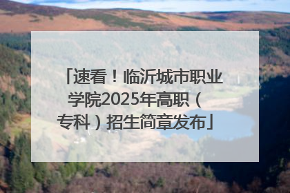 速看！临沂城市职业学院2025年高职（专科）招生简章发布
