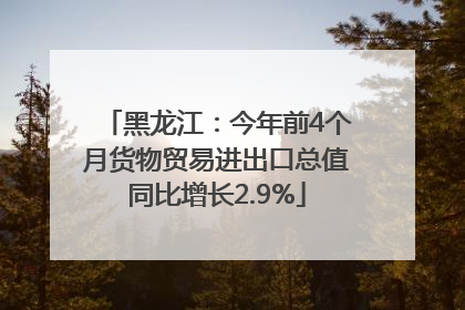 黑龙江：今年前4个月货物贸易进出口总值同比增长2.9%